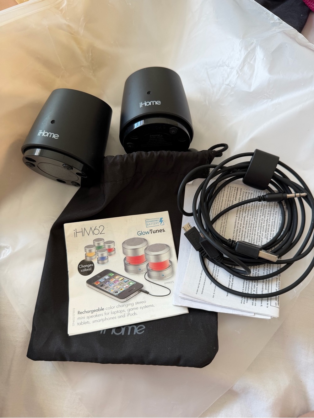 iHome IHm62 GlowTunes Portable Bluetooth Speakers - Black